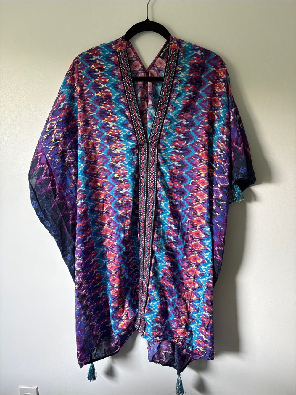 Miraclesuit Teal, Purple & Pink Ikat-Print Open Front Swim Coverup